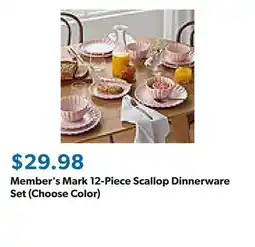 Sam's Club Member's Mark 12-Piece Scallop Dinnerware Set (Choose Color) offer