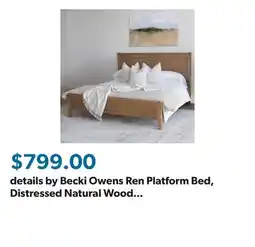 Sam's Club details by Becki Owens Ren Platform Bed, Distressed Natural Wood Finish, Assorted Sizes offer