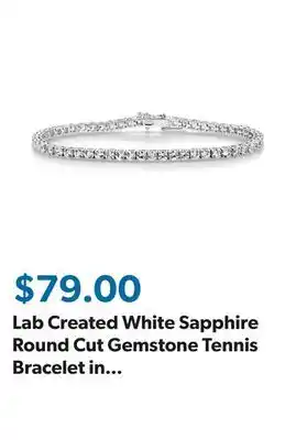 Sam's Club Lab Created White Sapphire Round Cut Gemstone Tennis Bracelet in Sterling Silver offer