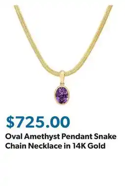 Sam's Club Oval Amethyst Pendant Snake Chain Necklace in 14K Gold offer