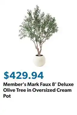 Sam's Club Member's Mark Faux 8' Deluxe Olive Tree in Oversized Cream Pot offer