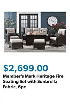 Sam's Club Member's Mark Heritage Fire Seating Set with Sunbrella Fabric, 6pc offer