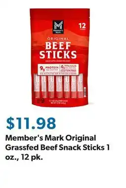 Sam's Club Member's Mark Original Grassfed Beef Snack Sticks 1 oz., 12 pk offer