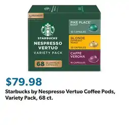 Sam's Club Starbucks by Nespresso Vertuo Coffee Pods, Variety Pack, 68 ct offer