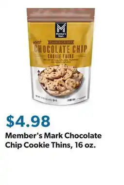 Sam's Club Member's Mark Chocolate Chip Cookie Thins, 16 oz offer