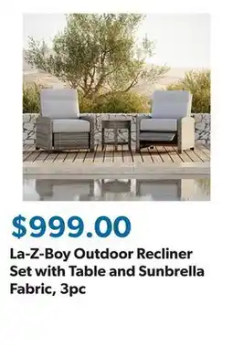 Sam's Club La-Z-Boy Outdoor Recliner Set with Table and Sunbrella Fabric, 3pc offer