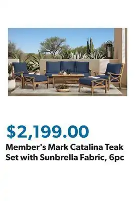 Sam's Club Member's Mark Catalina Teak Set with Sunbrella Fabric, 6pc offer