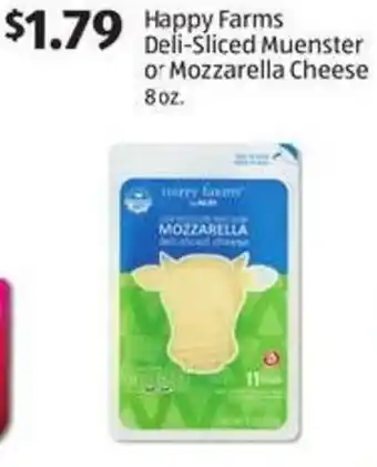 Aldi Happy Farms Deli-Sliced Muenster or Mozzarella Cheese offer