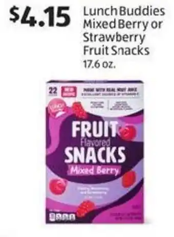 Aldi Lunch Buddies Mixed Berry or Strawberry Fruit Snacks offer