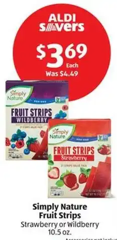 Aldi Simply Nature Fruit Strips Strawberry or Wildberry offer