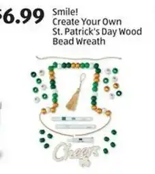 Aldi Smile! Create Your Own St. Patrick's Day Wood Bead Wreath offer