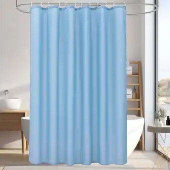 Walmart Inosoo Fabric Shower Curtain Liner, 72W x 84H Extra Long, Washable & Waterproof, Blue offer