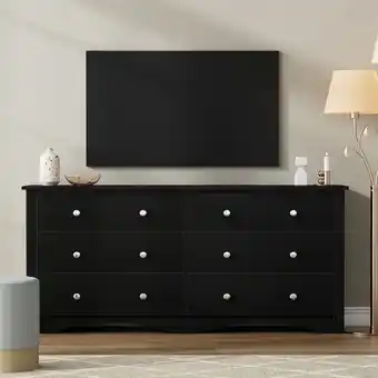 Walmart Homall 6 Drawer Double Dresser, Modern Wood Chest of Drawer for Living Room Bedroom, White offer