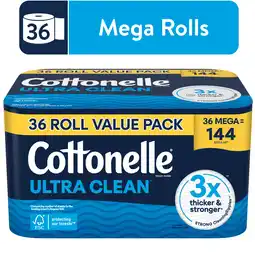 Walmart Cottonelle Ultra Clean Toilet Paper, Strong Toilet Tissue, 36 Mega Rolls offer