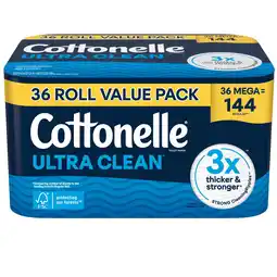 Walmart Cottonelle Ultra Clean Toilet Paper, Strong Toilet Tissue, 36 Mega Rolls offer