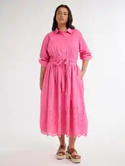 Walmart Free Assembly Women’s and Women's Plus Cotton Eyelet Maxi Shirtdress, Sizes XS-4X offer