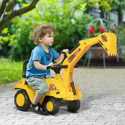 Walmart HOMCOM 3 in 1 Ride On Toy Excavator Digger Scooter Pulling Cart Pretend Play Construction Truck offer