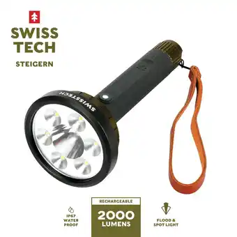 Walmart Swiss Tech Steigern 2000 Lumen LED Rechargeable Flashlight, IPX7 Waterproof, Digital Focusing offer