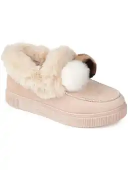 Walmart Journee Collection Womens Sunset Faux Fur Lined Faux Suede Moccasin Slippers offer