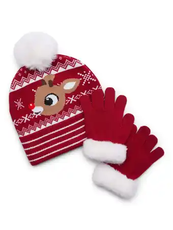 Walmart Rudolph Girls Beanie Hat and Gloves Set, OSFM offer