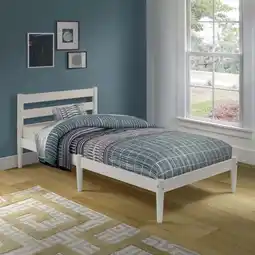 Walmart Camaflexi Mid Century Modern Wood Platform Bed Frame with Headboard, Twin, White offer