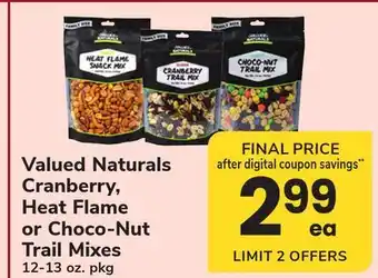 ACME Valued Naturals Cranberry, Heat Flame or Choco-Nut Trail Mixes offer