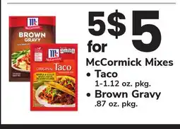 ACME McCormick Mixes Taco 1-1.12 oz. pkg. Brown Gravy. 87 oz. pkg offer