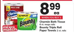 ACME Charmin Bath Tissue 6 ct. mega rolls Bounty Triple Roll Paper Towels 2 ct. rolls offer