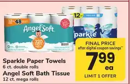 ACME Sparkle Paper Towels 6 ct. double rolls Angel Soft Bath Tissue 12 ct. mega rolls offer