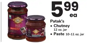 ACME Patak's • Chutney 12 oz. jar • Paste 10-11 oz jar offer