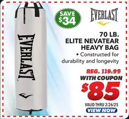 Big 5 Everlast Elite Nevatear Heavy Bag 70 lbs offer