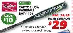 Big 5 Rawlings Raptor USA Youth Baseball Bat (-10) offer