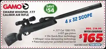 Big 5 Gamo Swarm Whisper .177 Air Rifle offer