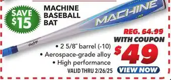 Big 5 Rawlings Machine USA Youth Baseball Bat (-10) offer