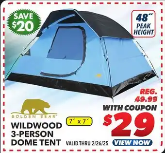 Big 5 Golden Bear Wildwood 3-Person Dome Tent offer