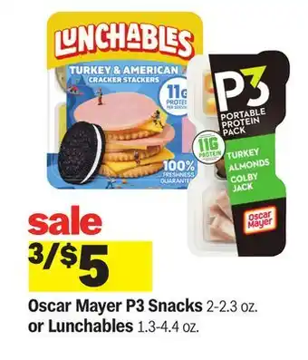 Meijer Oscar Mayer P3 Snacks 2-2.3 oz. or Lunchables 1.3-4.4 oz offer