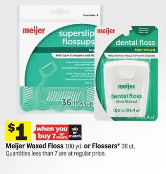 Meijer Meijer Waxed Floss 100 yd. or Flossers 36 ct offer