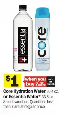 Meijer Core Hydration Water 30.4 oz. or Essentia Water* 33.8 oz offer