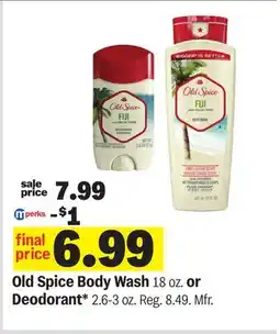 Meijer Old Spice Body Wash 18 oz. or Deodorant 2.6-3 oz offer