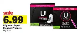 Meijer U by Kotex Super Premium Products offer