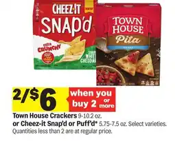 Meijer Town House Crackers 9-10.2 oz. or Cheez-it Snap'd or Puff'd* 5.75-7.5 oz offer