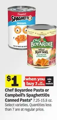 Meijer Chef Boyardee Pasta or Campbell's SpaghettiOs Canned Pasta offer