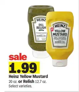 Meijer Heinz Yellow Mustard 20 oz. or Relish 12.7 oz offer