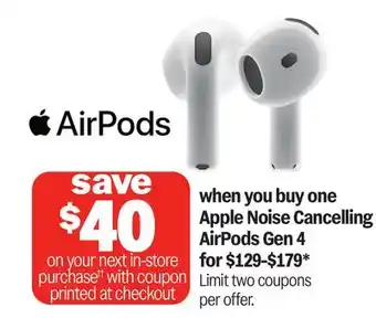 Meijer Apple Noise Cancelling AirPods Gen 4 offer