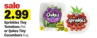 Meijer Sprinkles Tiny Tomatoes Pint or Qukes Tiny Cucumbers 9 oz offer