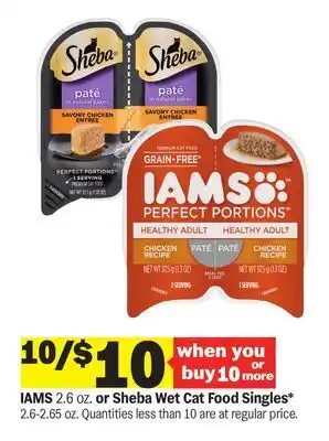 Meijer IAMS 2.6 oz. or Sheba Wet Cat Food Singles 2.6-2.65 oz offer