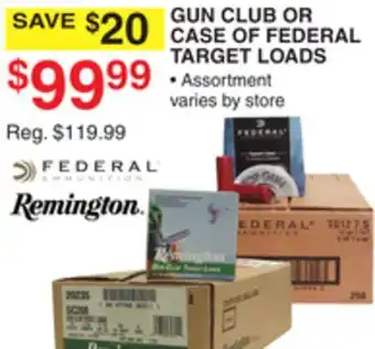 Dunham's Sports GUN CLUB CASE OF FEDERAL TARGET LOADS offer