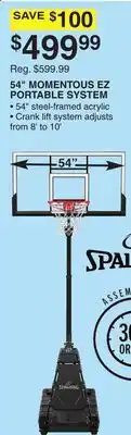 Dunham's Sports SPALDING 54 MOMENTOUS EZ PORTABLE SYSTEM offer