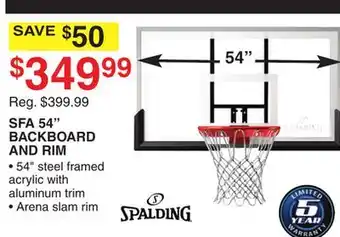 Dunham's Sports SPALDING SFA 54 BACKBOARD AND RIM offer