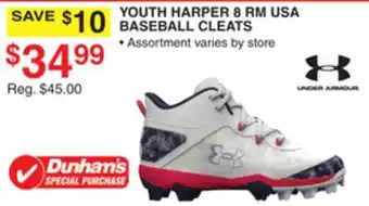 Dunham's Sports UNDER ARMOUR YOUTH HARPER 8 RM USA BASEBALL CLEATS offer